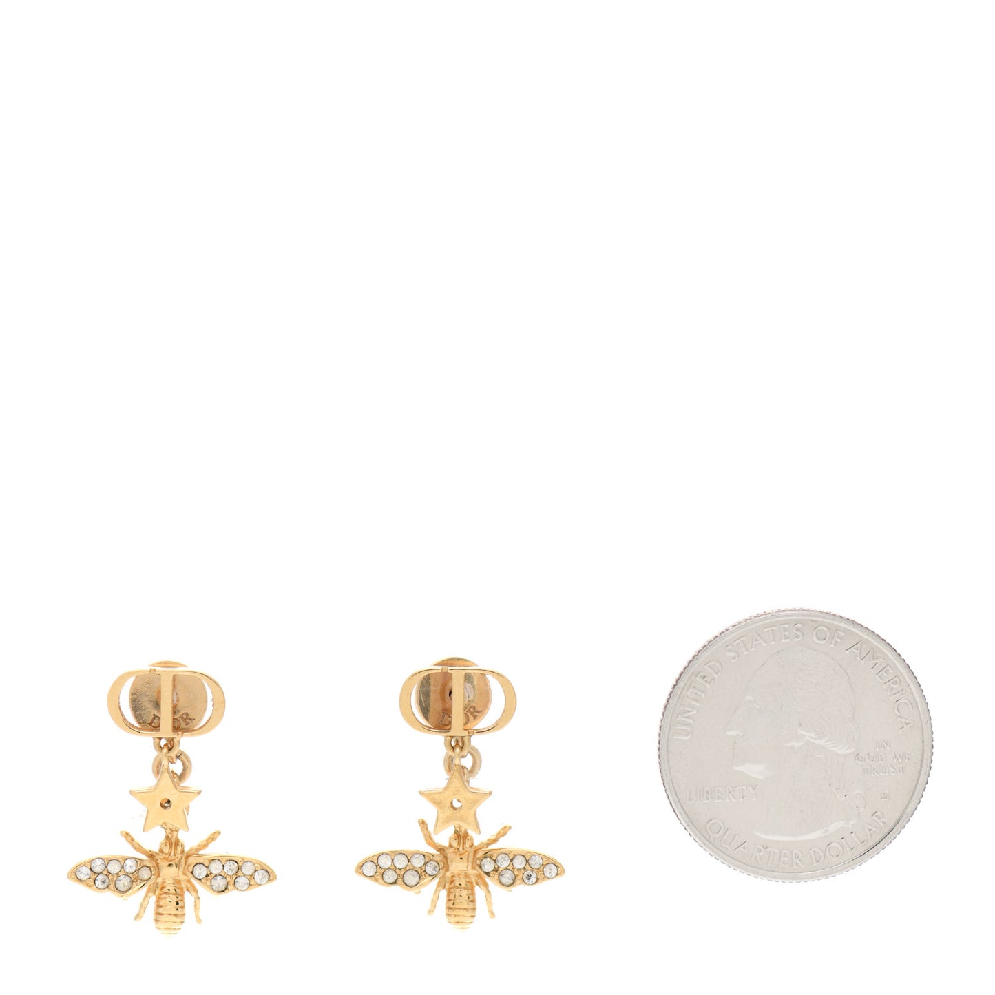 Crystal CD Bee Earrings Gold