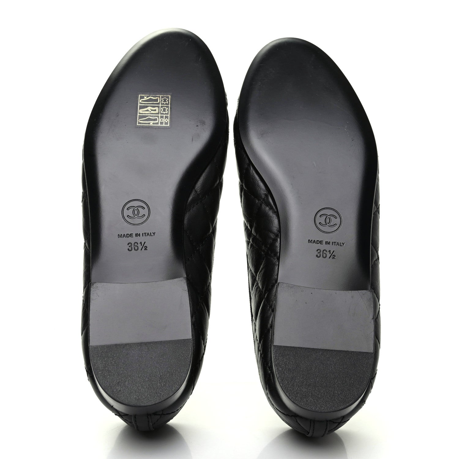 Chanel Aged Calfskin Quilted CC Cap Toe Ballerina Flats 36.5 Black 5 of 9
