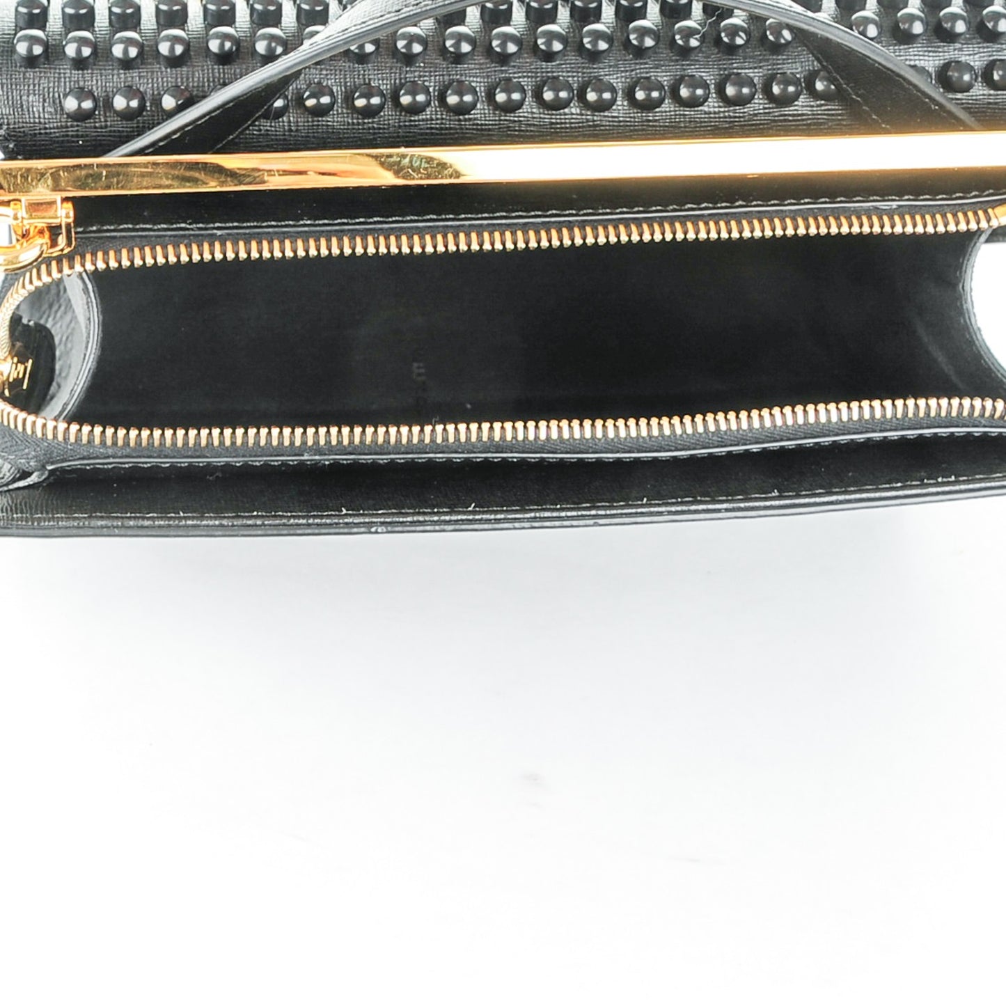 Vitello Elite Studded Monster Mini Demi Jour Shoulder Bag Black