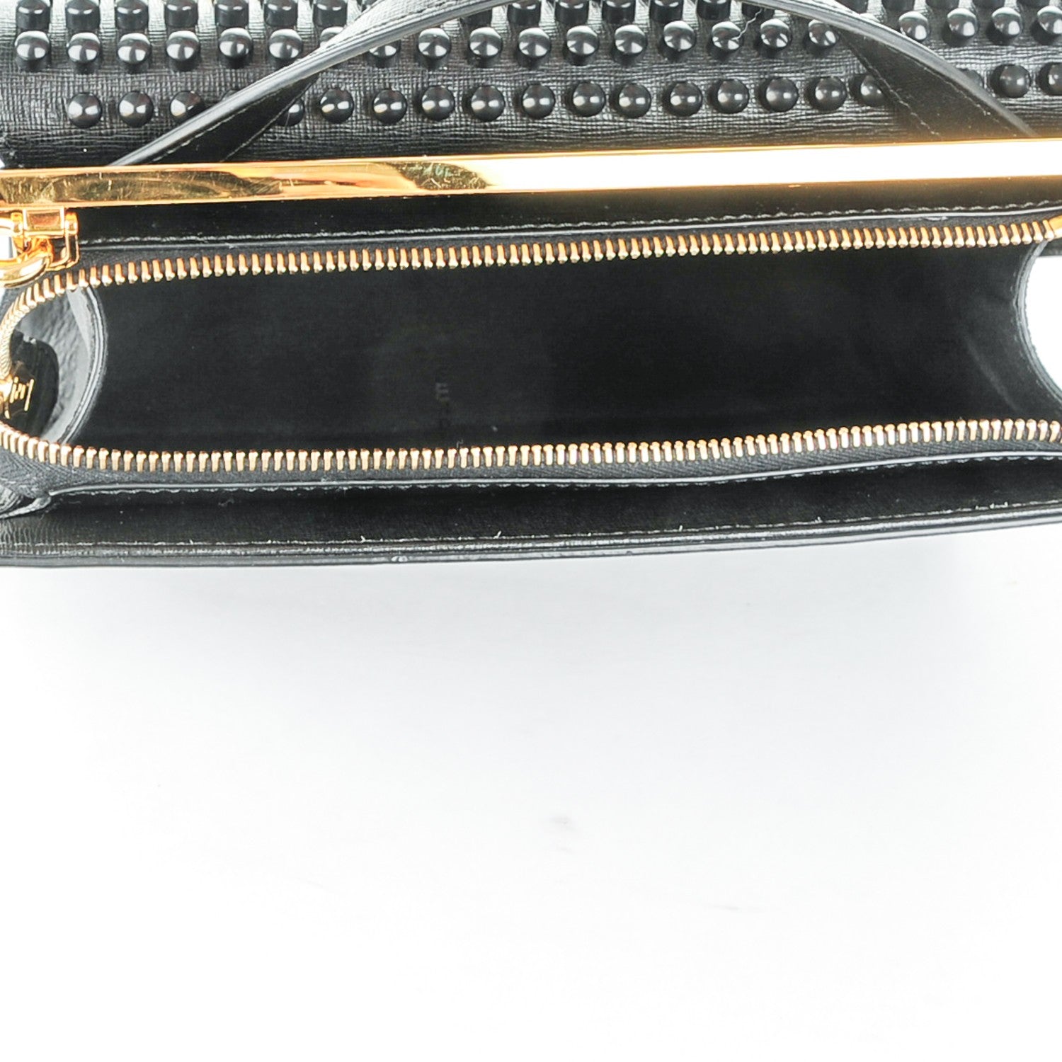 Fendi Vitello Elite Studded Monster Mini Demi Jour Shoulder Bag Black 5 of 8