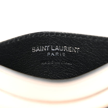 Saint Laurent Grain De Poudre Lips Print Monogram Card Holder White Red 6 of 8
