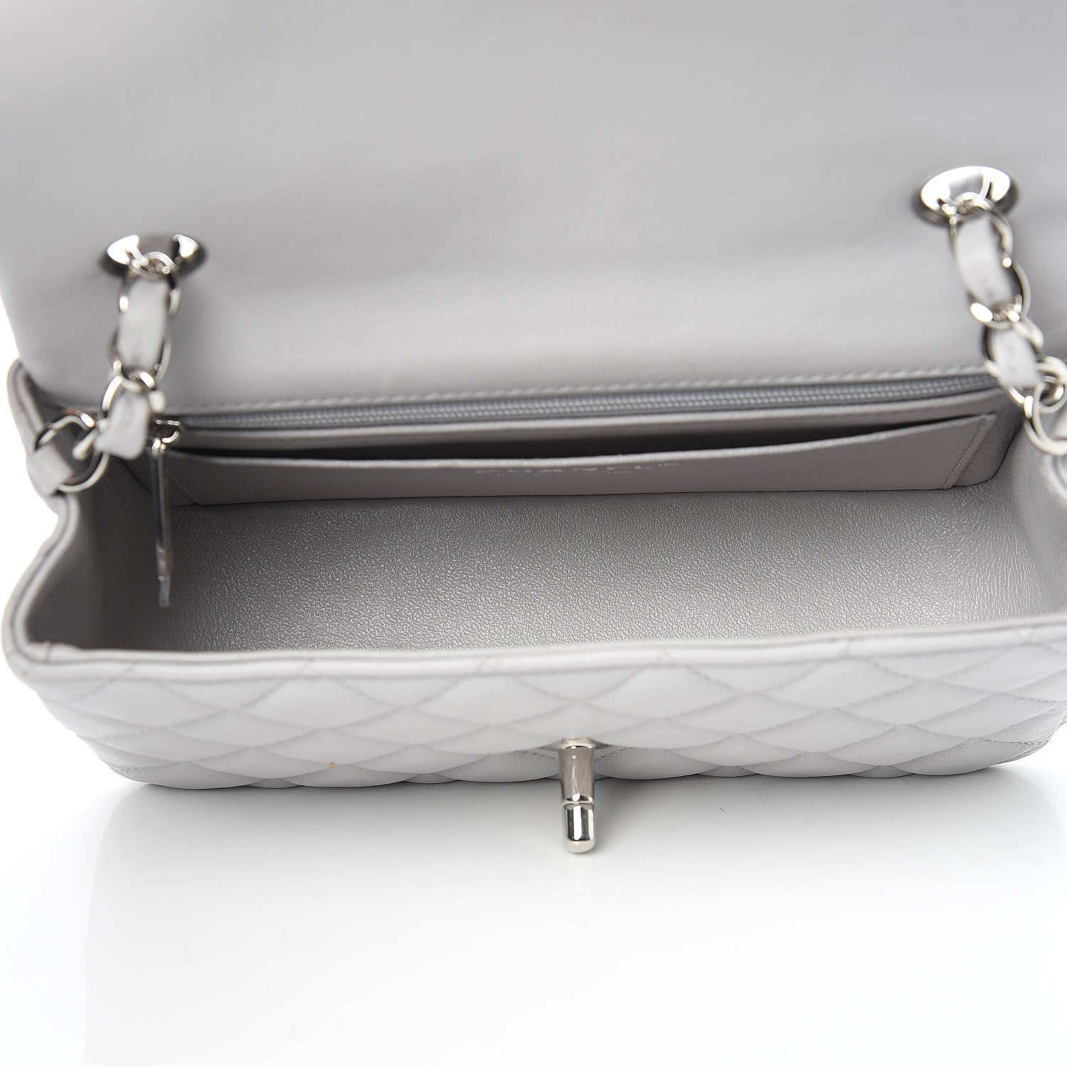 Chanel Lambskin Quilted Mini Rectangular Flap Grey 5 of 10