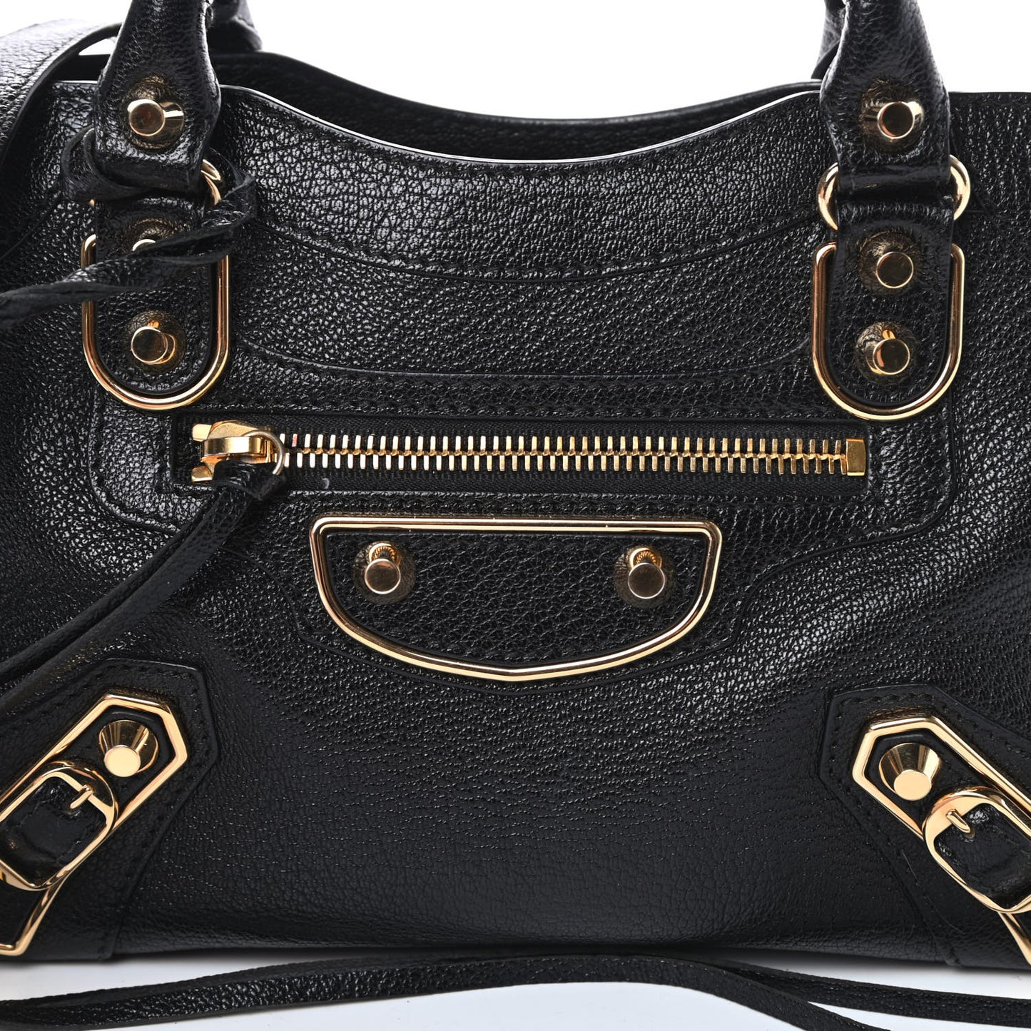 Chevre Gold Metallic Edge Hardware Mini City Black