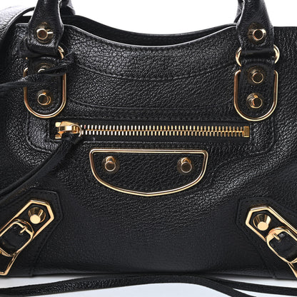 Balenciaga Chevre Gold Metallic Edge Hardware Mini City Black 8 of 10