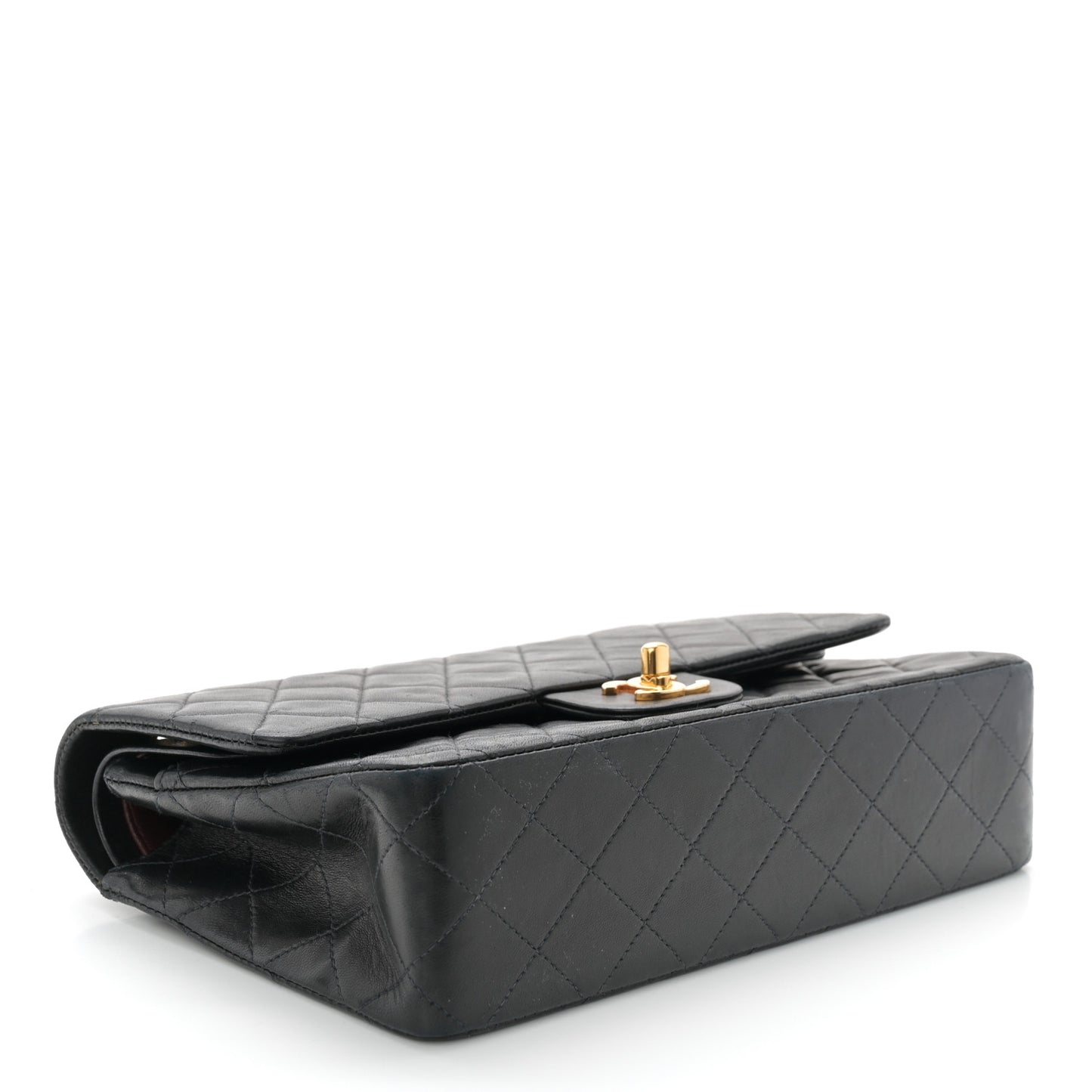 Lambskin Quilted Medium Double Flap Black