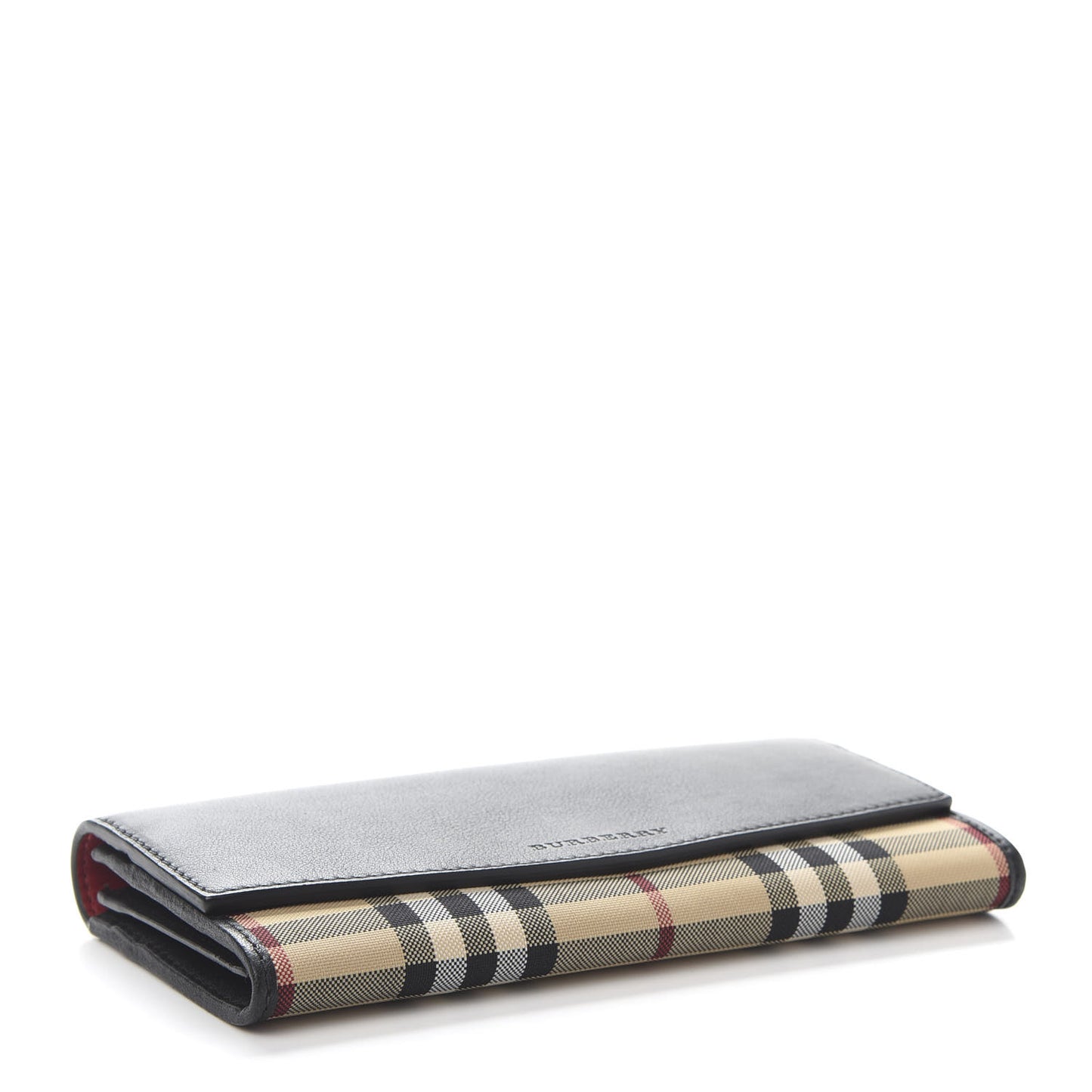 Grainy Calfskin House Check Continental Wallet Black