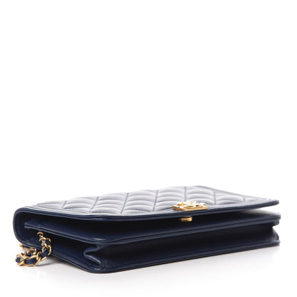 Chanel Lambskin Quilted Boy Wallet On Chain WOC Navy Blue 4 of 13