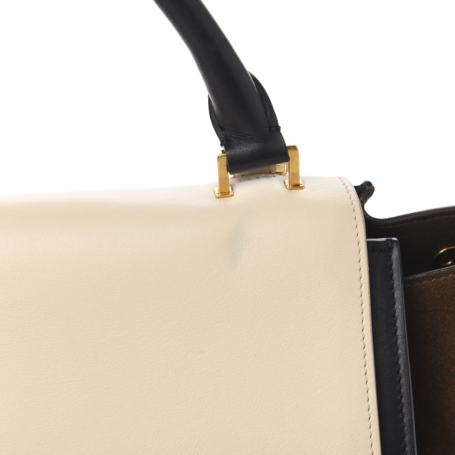 Celine Smooth Calfskin Suede Medium Tri-Color Trapeze Cream Black Brown 8 of 11
