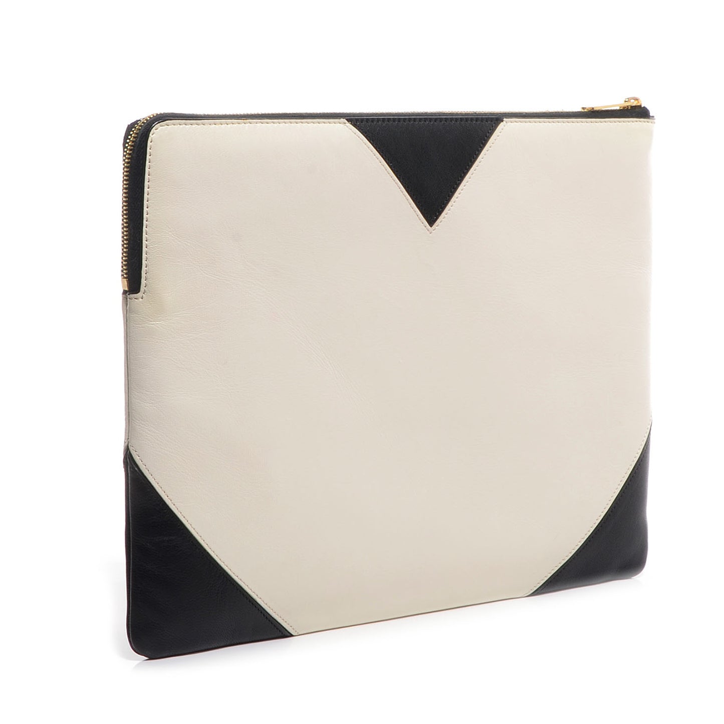 Lambskin Bi-Color Coeur iPad Clutch Black White