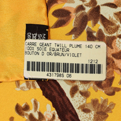 Hermes Silk Twill Equateur Bouton Scarf 140 D'or Brun Violet 4 of 9