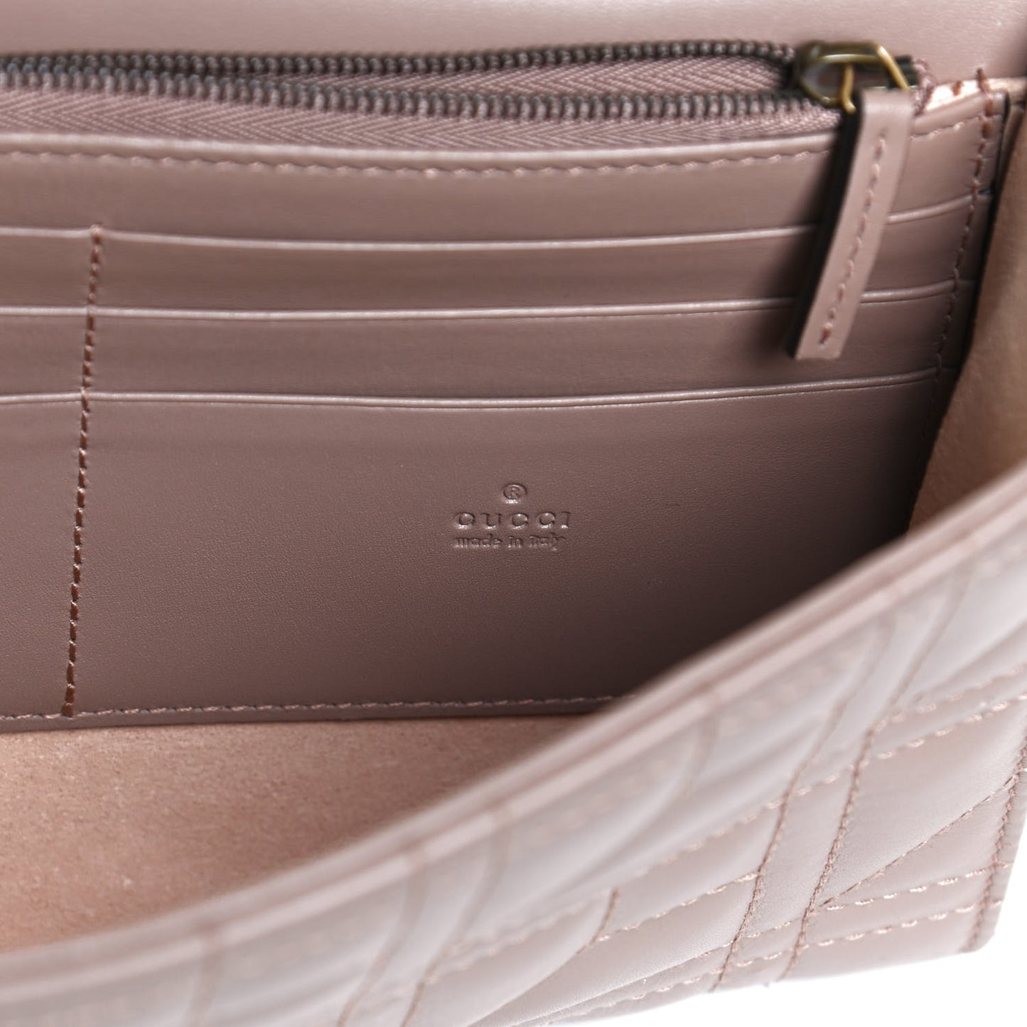 Calfskin Matelasse Mini Pearly GG Marmont Chain Wallet Porcelain Rose