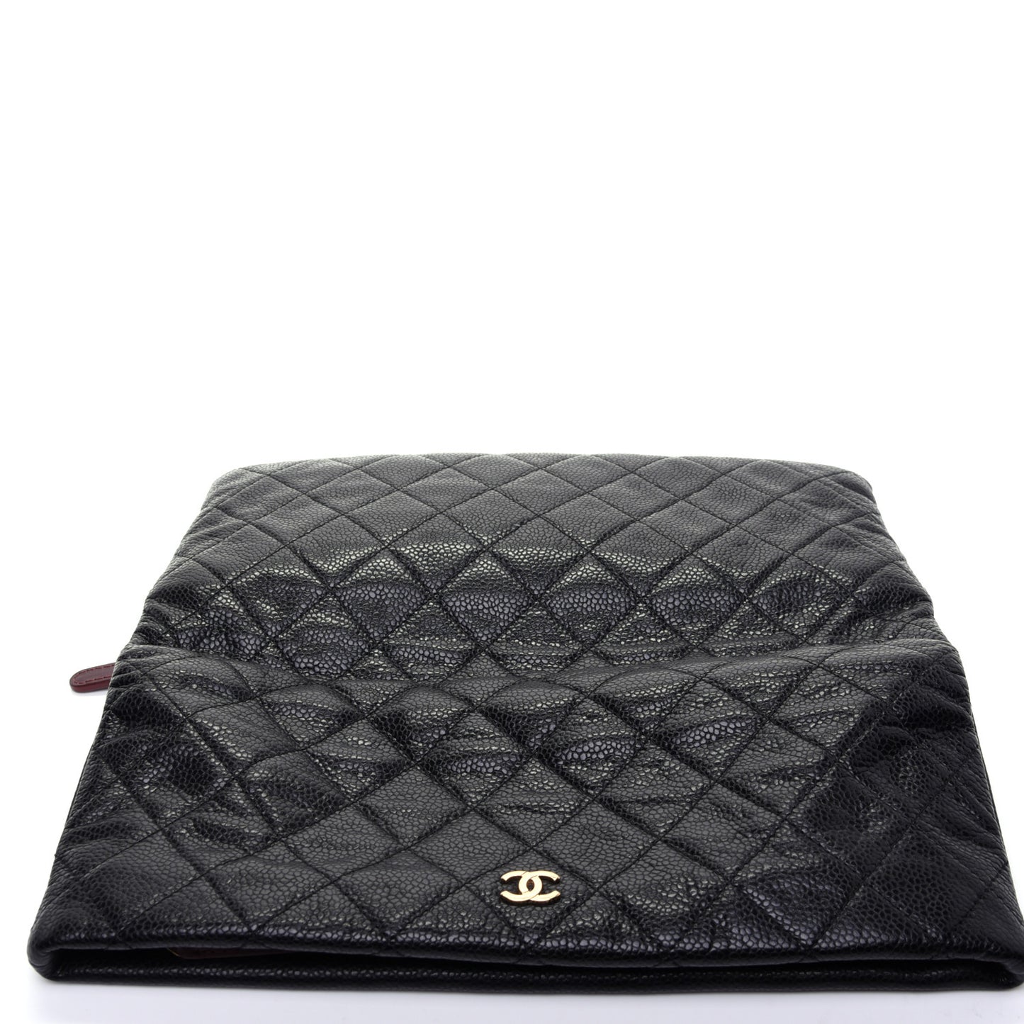Caviar Quilted CC Beauty Clutch Black
