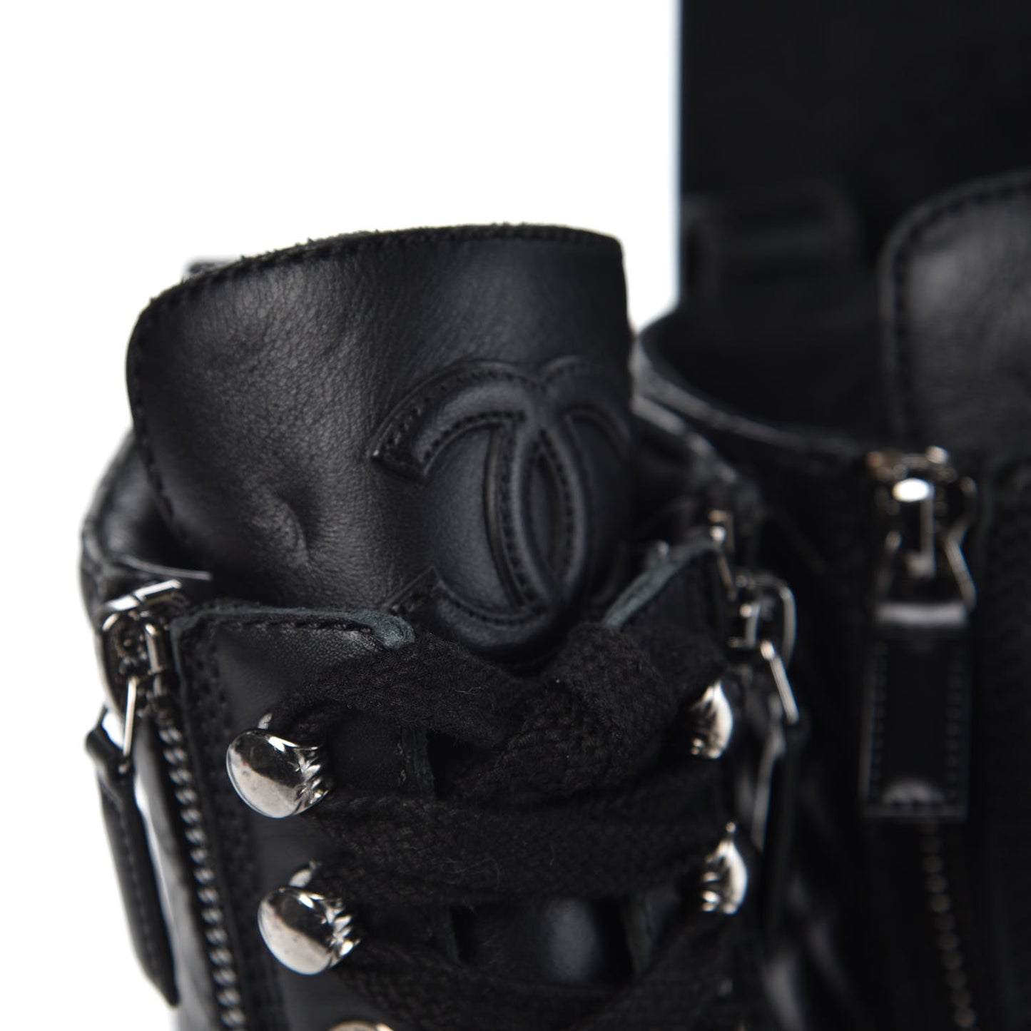Calfskin Combat Boots 38 Black