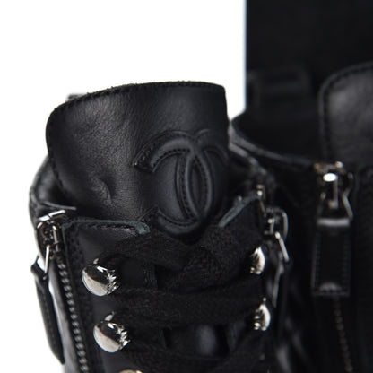 Chanel Calfskin Combat Boots 38 Black 9 of 9