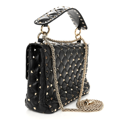 Valentino Garavani Lambskin VLTN Print Medium Rockstud Spike Shoulder Bag Black 3 of 18