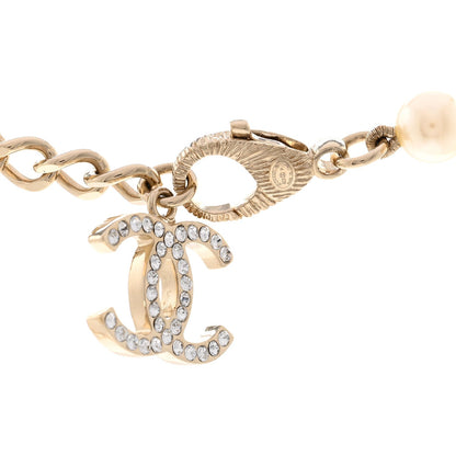 Chanel Pearl Crystal Lambskin Chain CC No 5 Short Necklace Gold 5 of 5