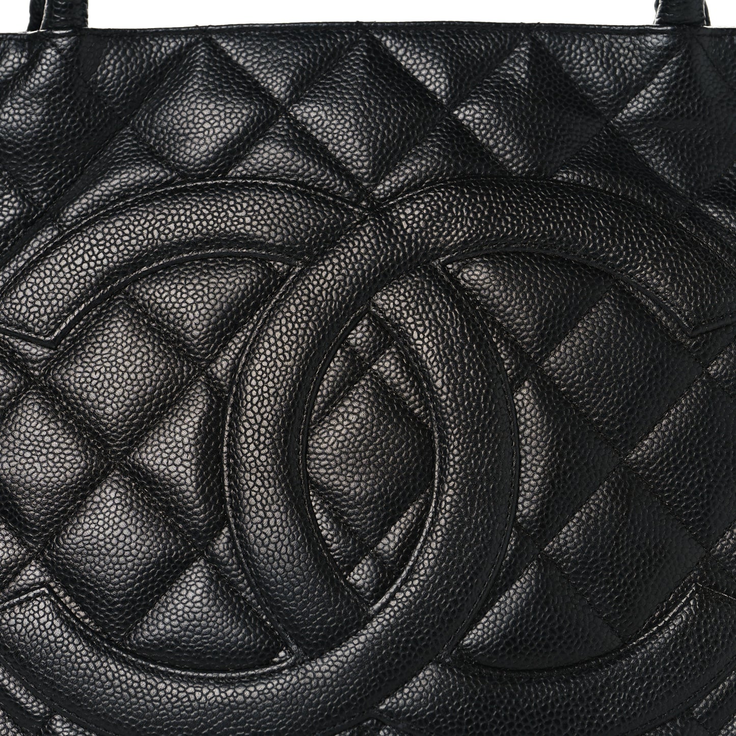 Caviar Quilted Medallion Tote Black