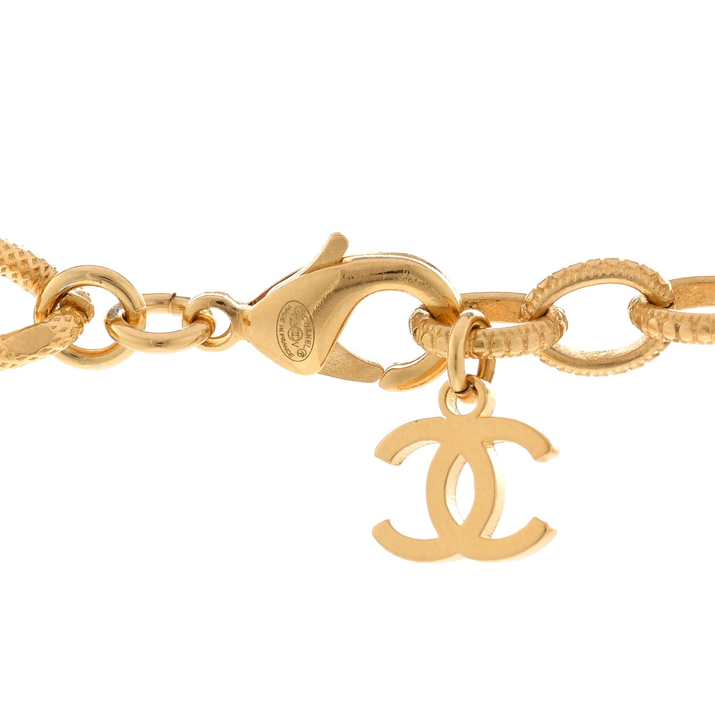 Crystal Chain Link CC Choker Necklace Gold