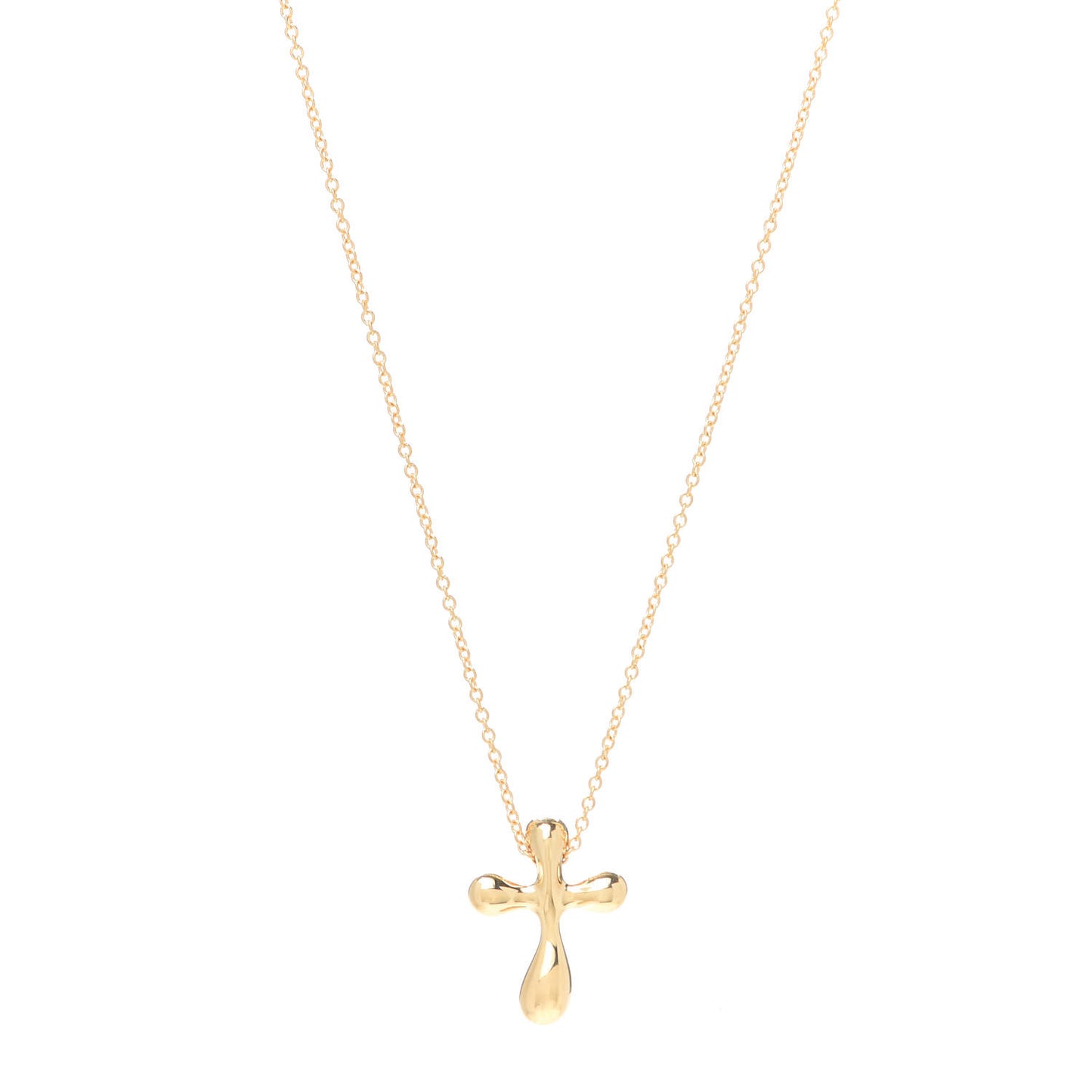 18K Yellow Gold 12mm Elsa Peretti Cross Pendant Necklace
