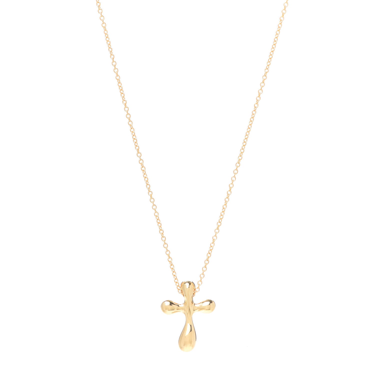 Tiffany 18K Yellow Gold 12mm Elsa Peretti Cross Pendant Necklace 1 of 4