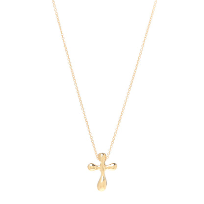 Tiffany 18K Yellow Gold 12mm Elsa Peretti Cross Pendant Necklace 1 of 4