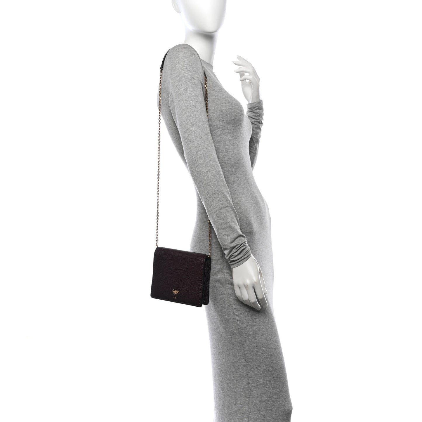 Grained Calfskin D-Bee Crossbody Burgundy
