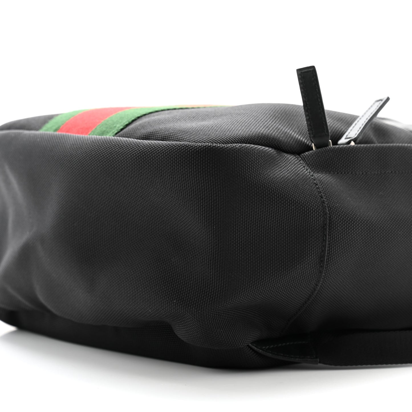 Techno Canvas Appia Calfskin Web Tote Backpack Black