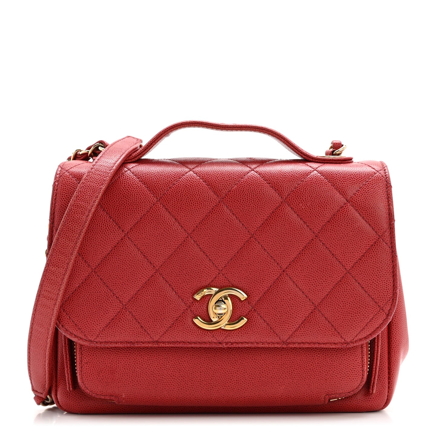 Caviar Quilted Medium Business Affinity Flap Red