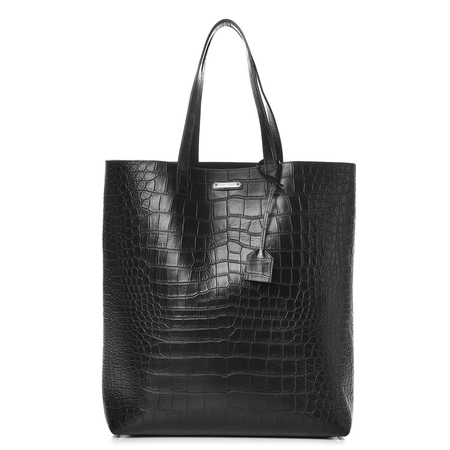 Saint Laurent Croc Calfskin Embossed Bold Shopper Tote Black 1 of 9