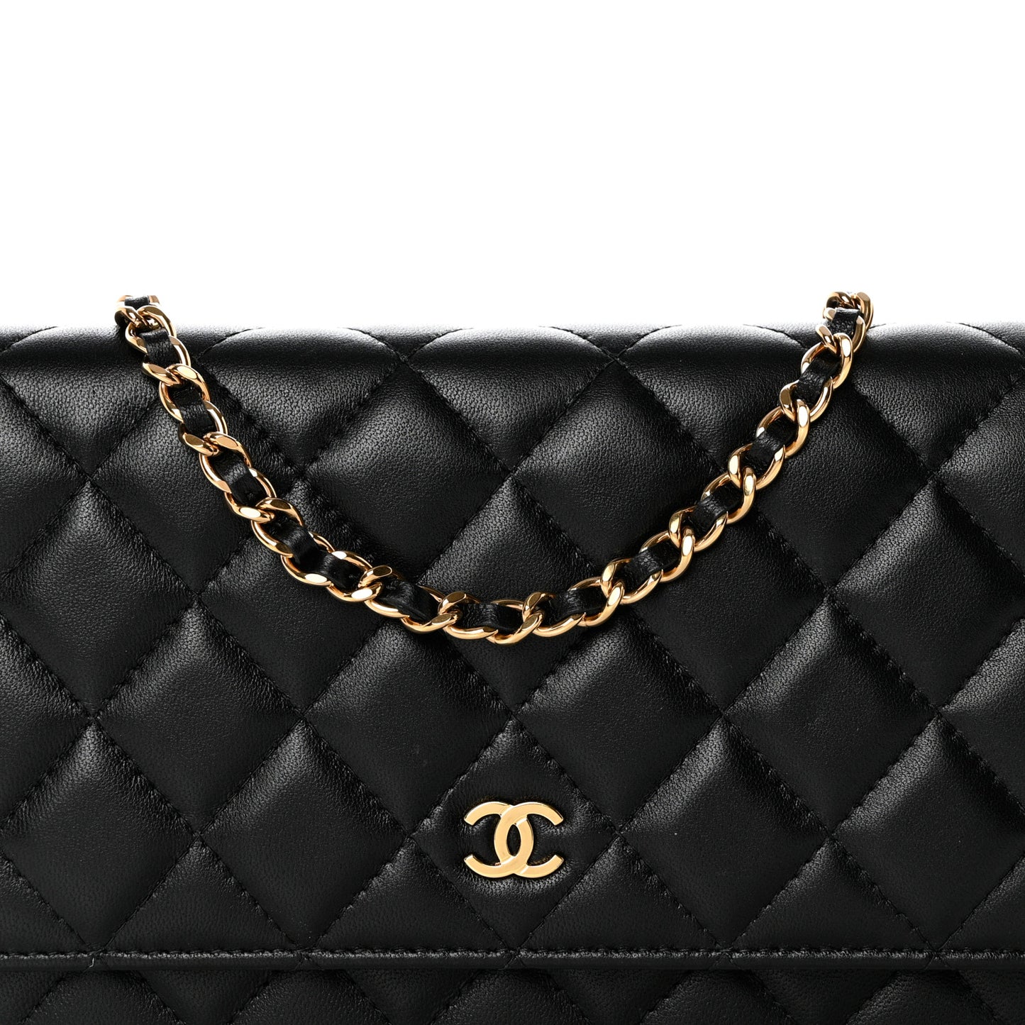 Lambskin Quilted Wallet On Chain WOC Black