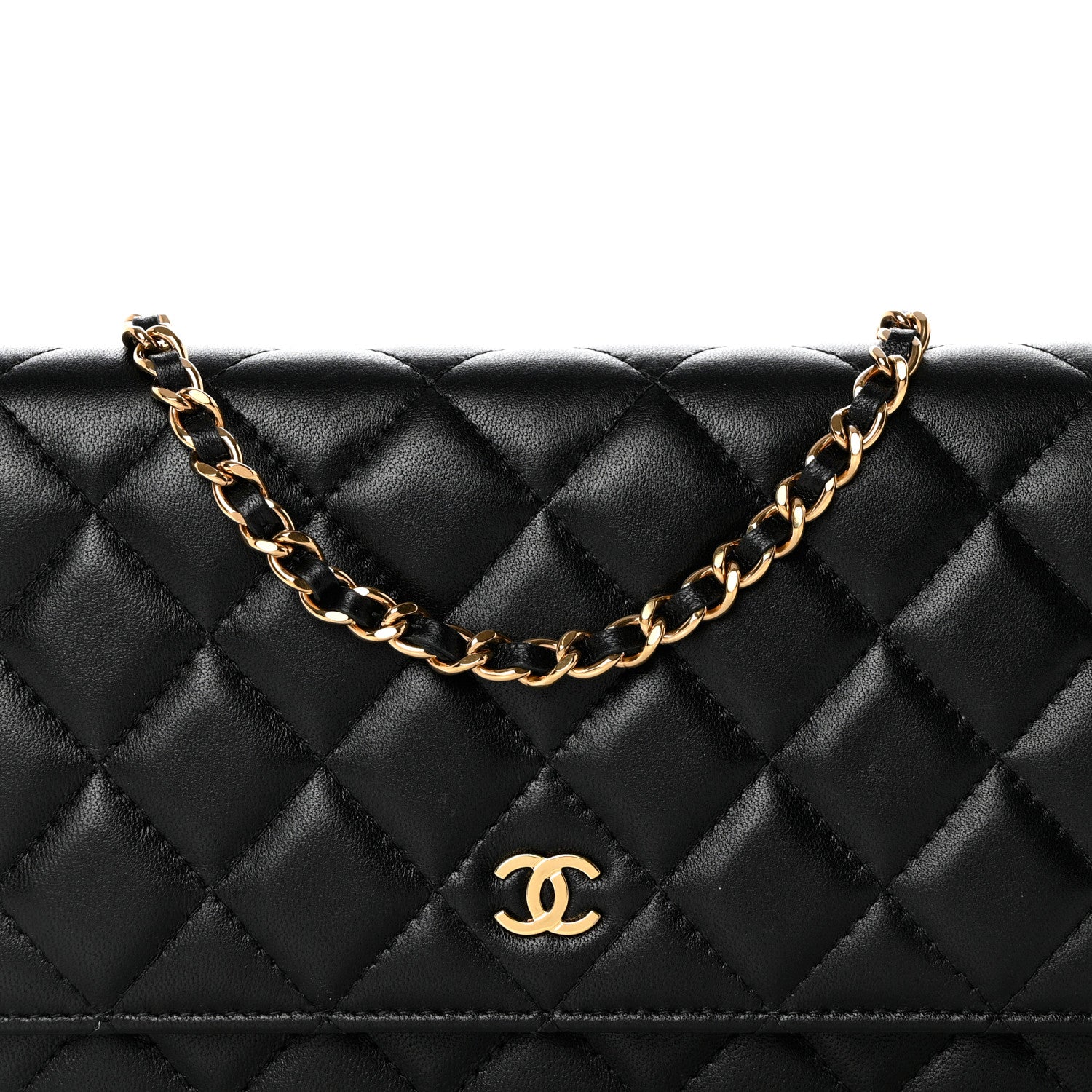 Chanel Lambskin Quilted Wallet On Chain WOC Black 9 of 13