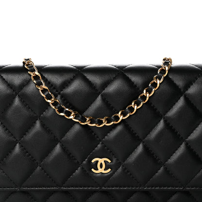 Chanel Lambskin Quilted Wallet On Chain WOC Black 9 of 13