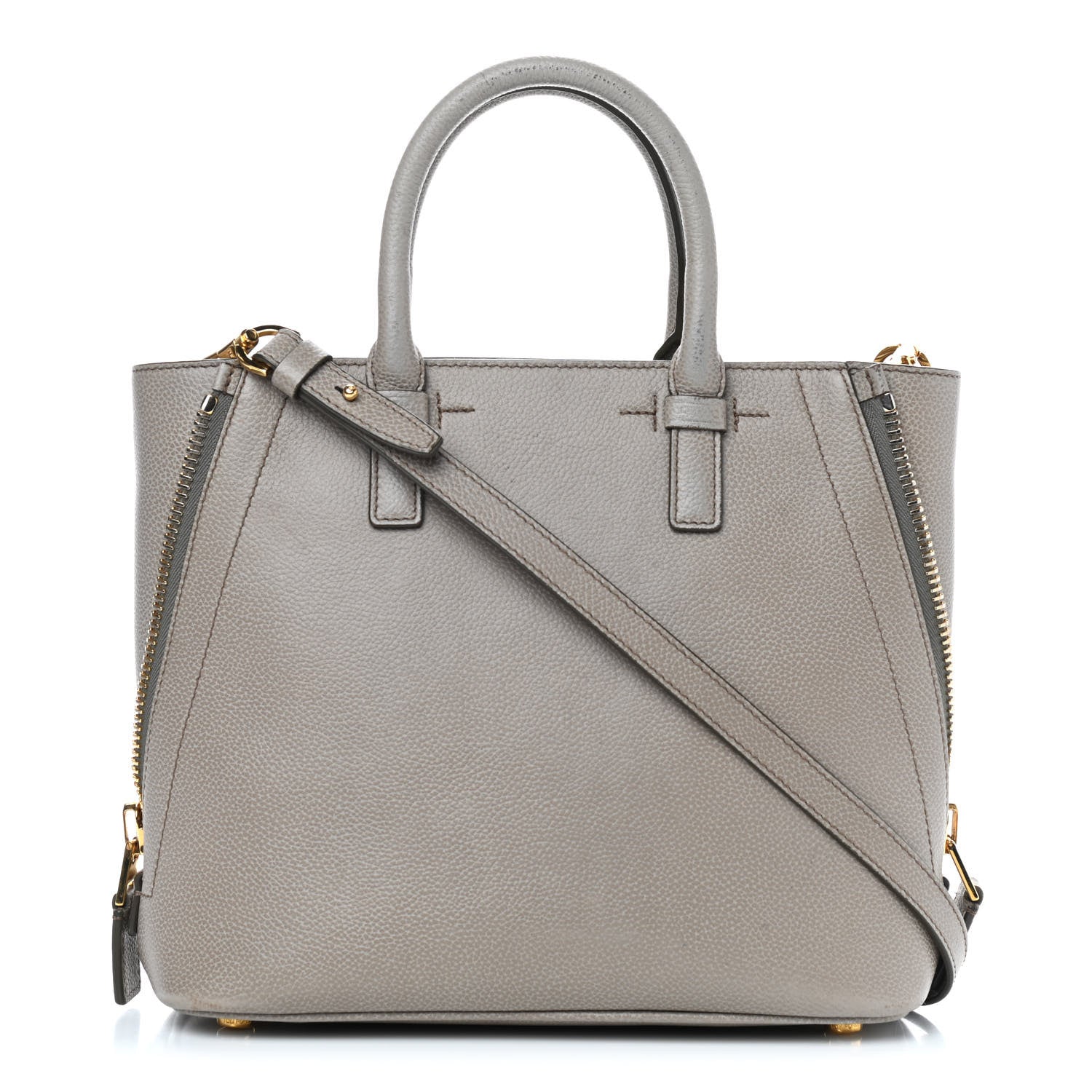 Tom Ford Pebbled Calfskin Jennifer Zip Tote Grey 1 of 10