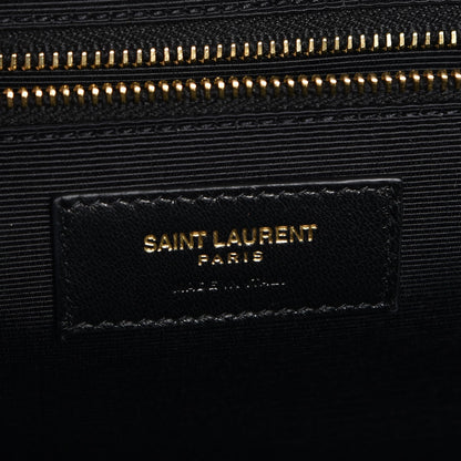 Saint Laurent Grain De Poudre Matelasse Chevron Large Monogram Satchel Black 7 of 8