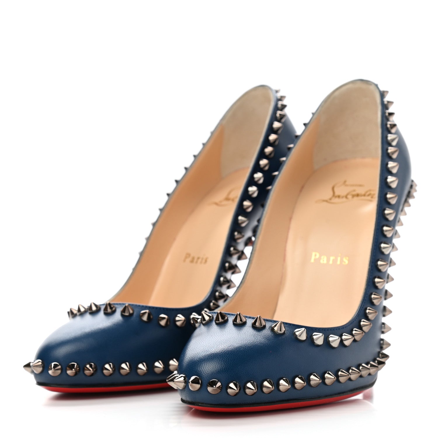 Christian Louboutin Kid Specchio Dorispiky 100 Pumps 37 Dark Gun 3 of 11