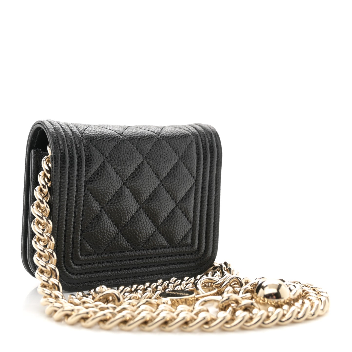 Caviar Quilted Boy Flap Waist Belt Bag Black