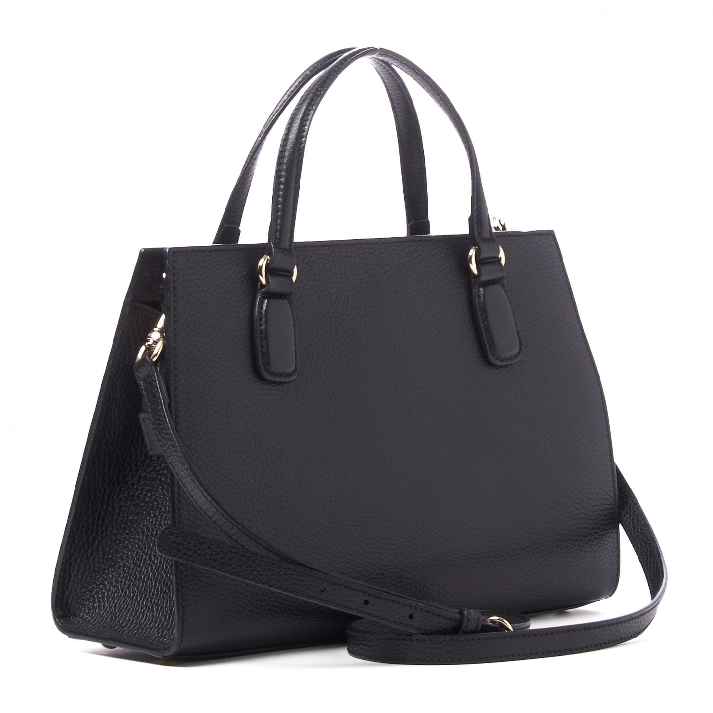 Pebbled Calfskin Medium Soho Top Handle Satchel Black