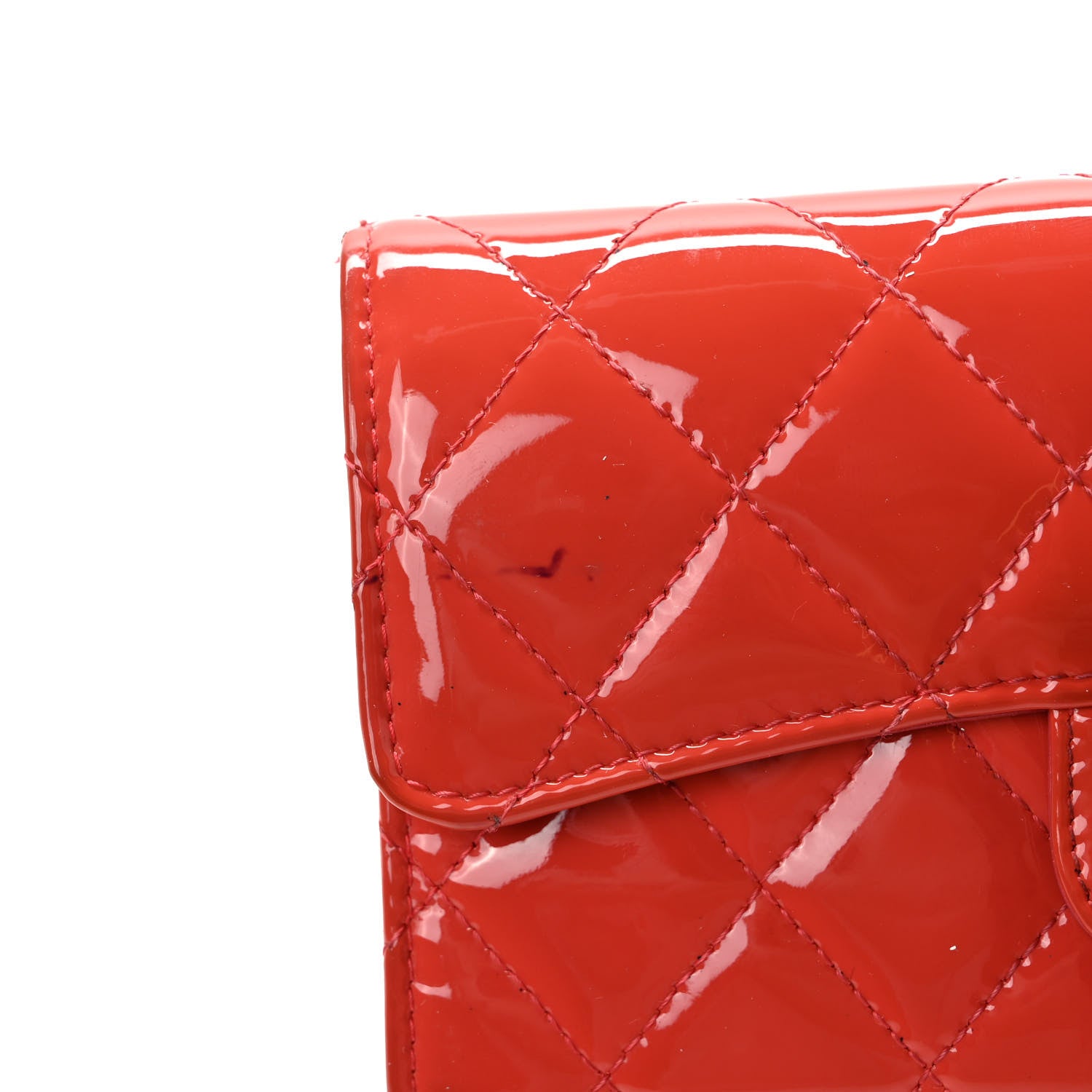 Chanel Patent Quilted Large Flap Wallet Coral 7 of 11