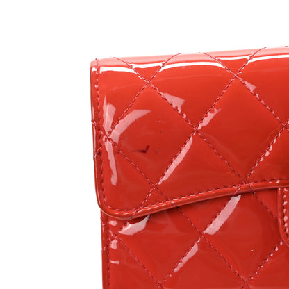 Chanel Patent Quilted Large Flap Wallet Coral 7 of 11