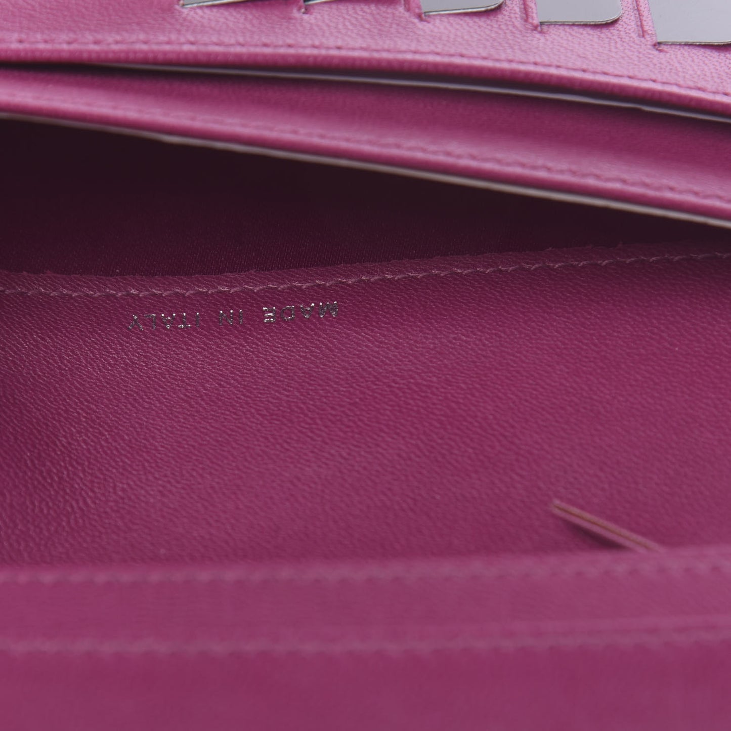Lambskin Camellia Embossed Yen Wallet Fuchsia