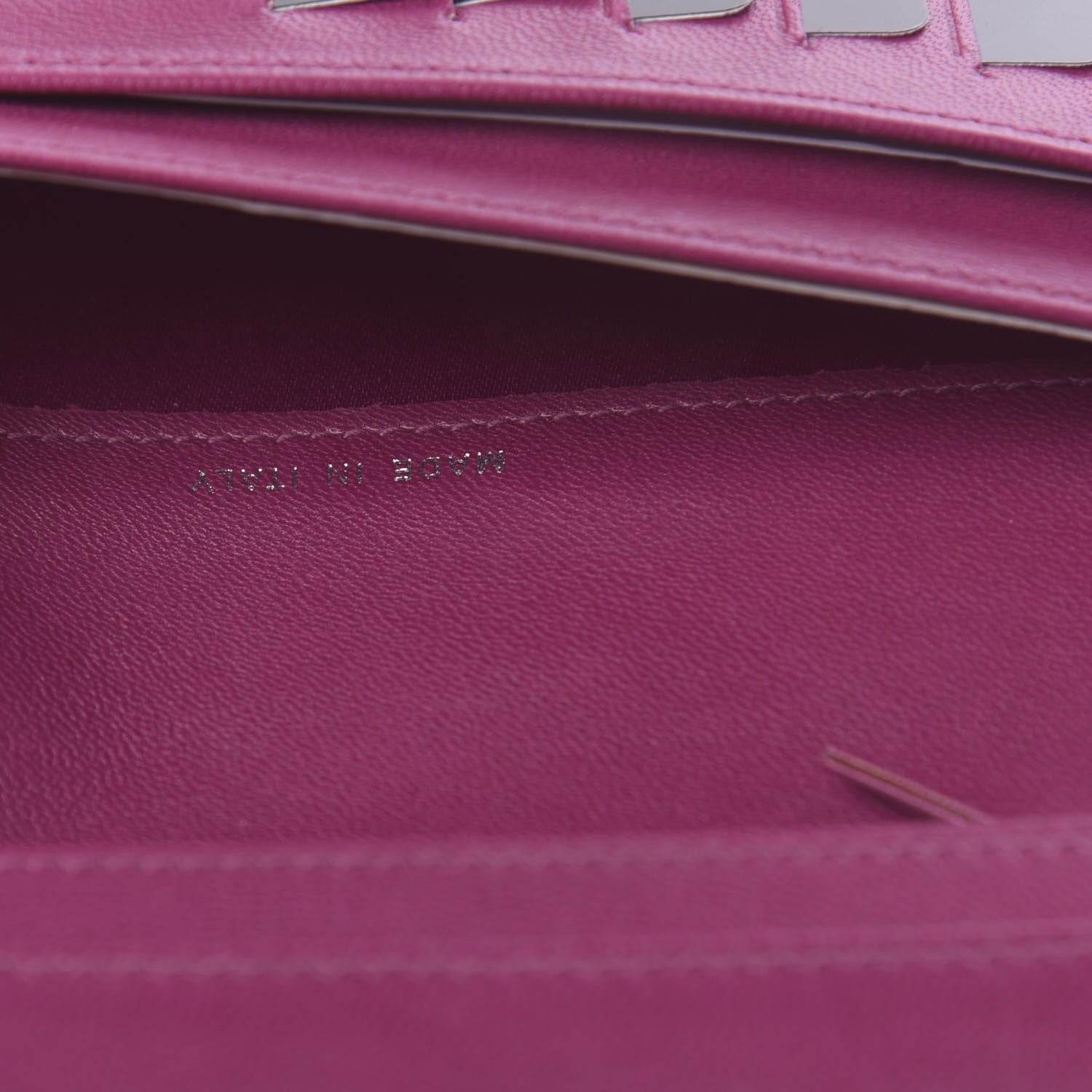 Chanel Lambskin Camellia Embossed Yen Wallet Fuchsia 7 of 12
