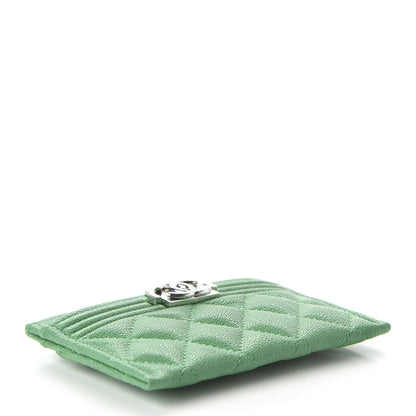 Chanel Caviar Quilted Boy Card Holder Green 4 of 12