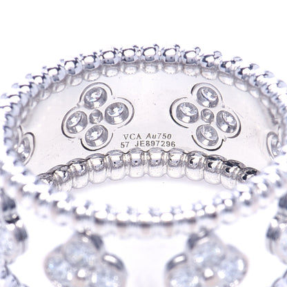 Van Cleef & Arpels 18K White Gold Diamond Medium Perlee Clover Band Ring 57 8 5 of 7