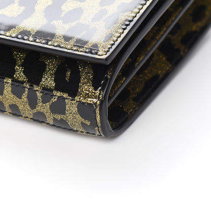 Saint Laurent Patent Leopard Print Monogram Chain Wallet Leopard Black Gold 8 of 9