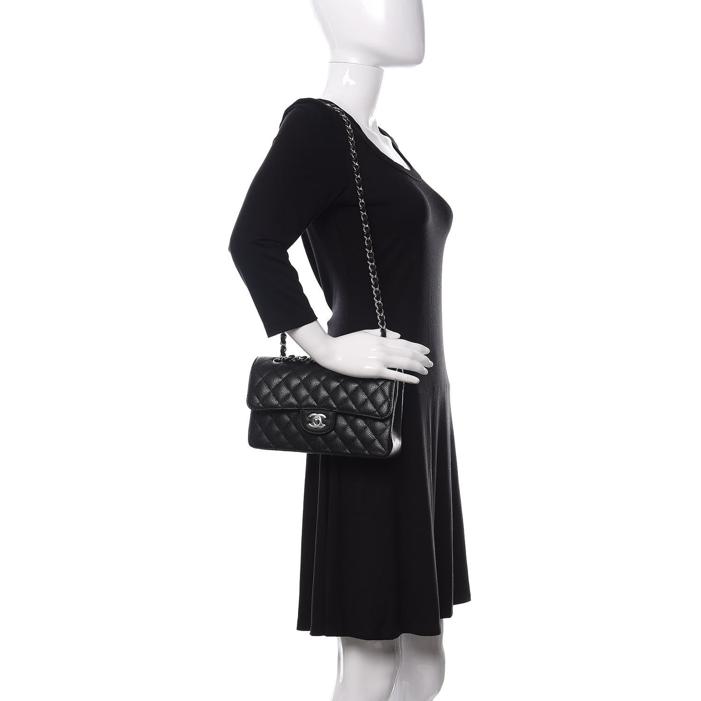 Caviar Quilted Small Double Flap Black