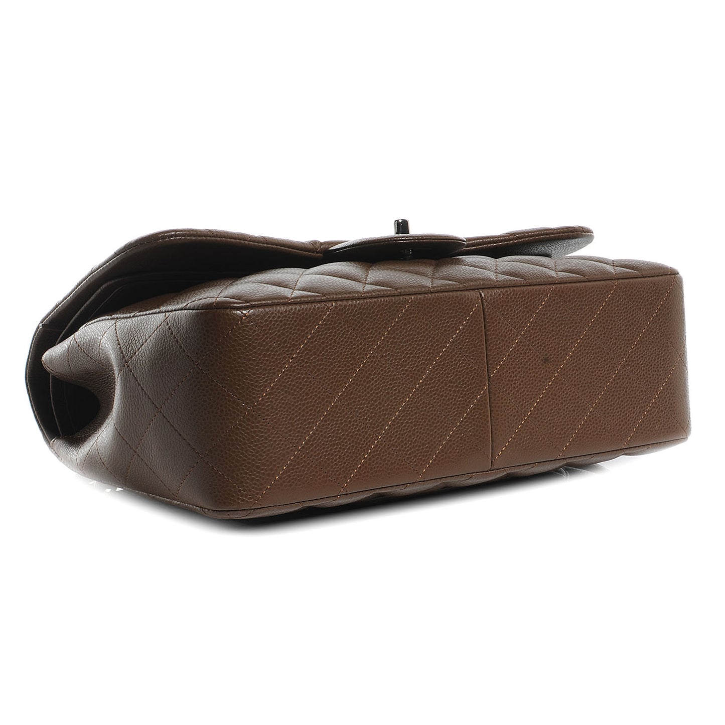 Caviar Quilted Jumbo Double Flap Brown