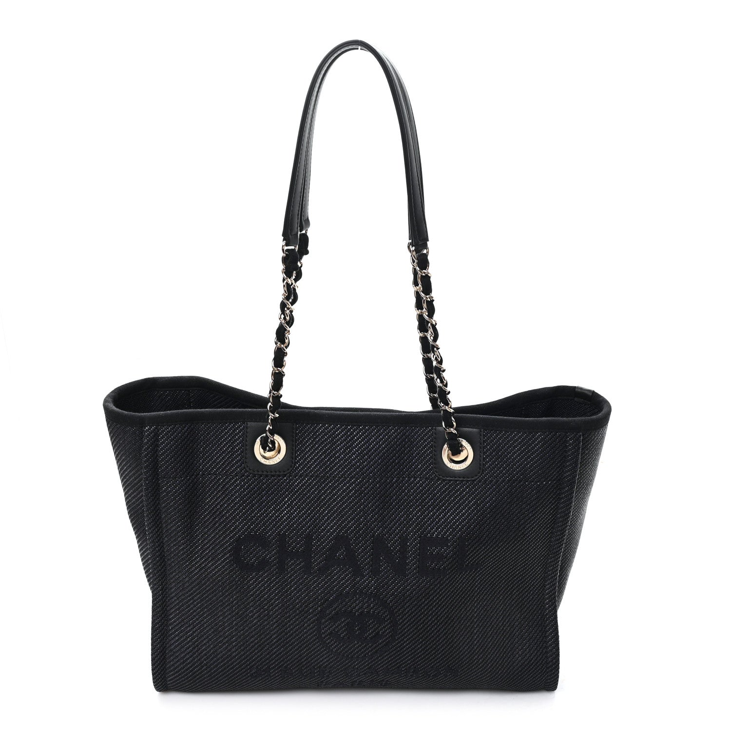 Chanel Mixed Fibers Calfskin Small Deauville Tote Black 1 of 10