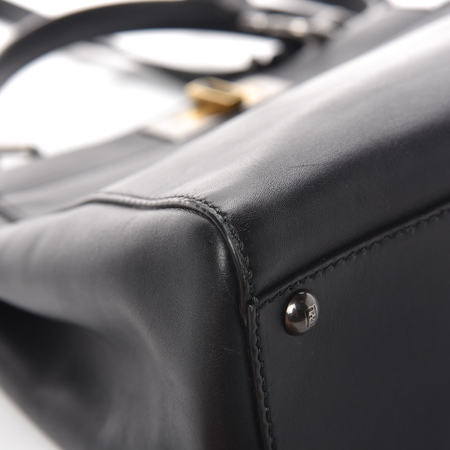 Fendi Vitello Suede Medium Peekaboo Iconic Satchel Black 14 of 19