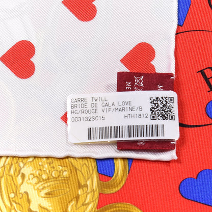 Hermes Silk Brides De Gala Love Scarf 90 Rouge Vif Marine White 3 of 4