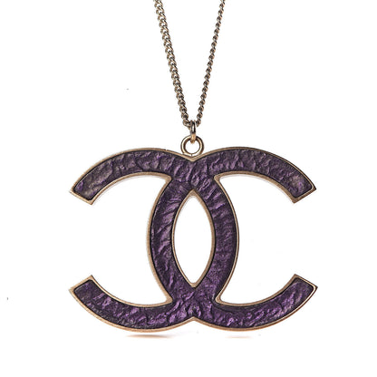 Chanel Large CC Pendant Necklace Purple Gold 4 of 6